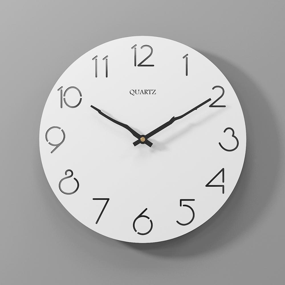 Horloge murale en bois 12 pouces | Montre de salon, nordique moderne, horloge de cuisine 3D, montre murale creuse, décoration de maison: 1