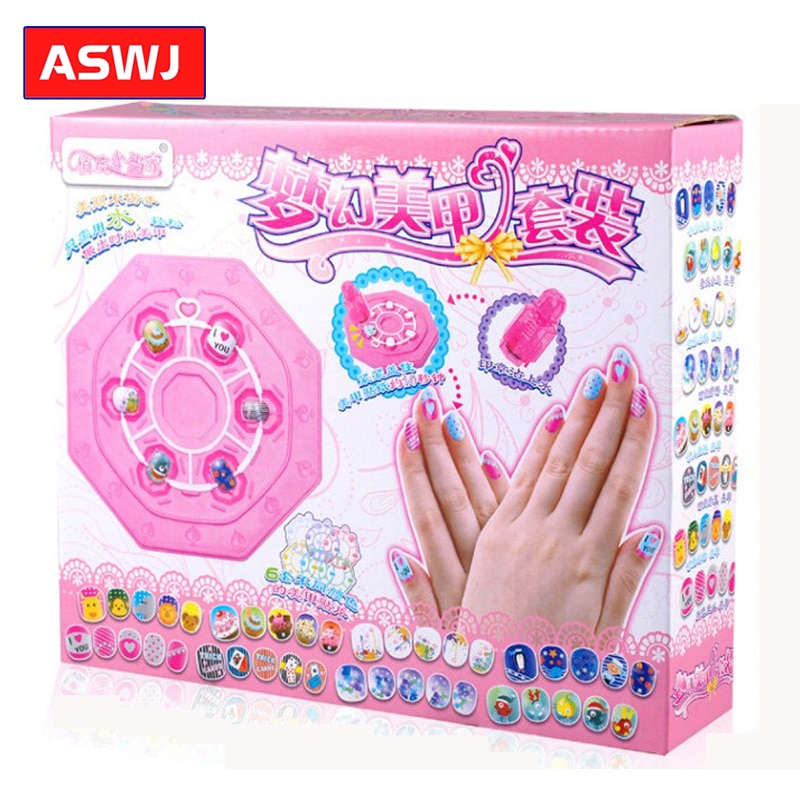 96pcs Children DIY Color Nail Sticker Set Beauty Pretend Toy Girls Handmade Reusable Nontoxic Nail Patch Stickers Birthday