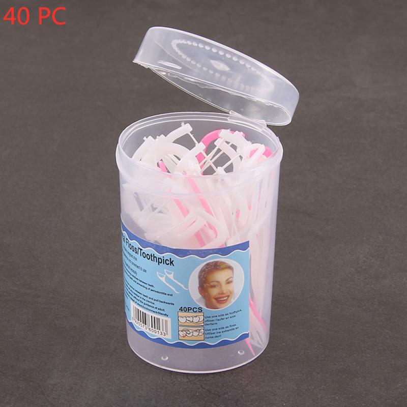 50pcs Personal Flossers Oral Floss Tooth Pick Toothpicks Teeth Care S8jN: Gold