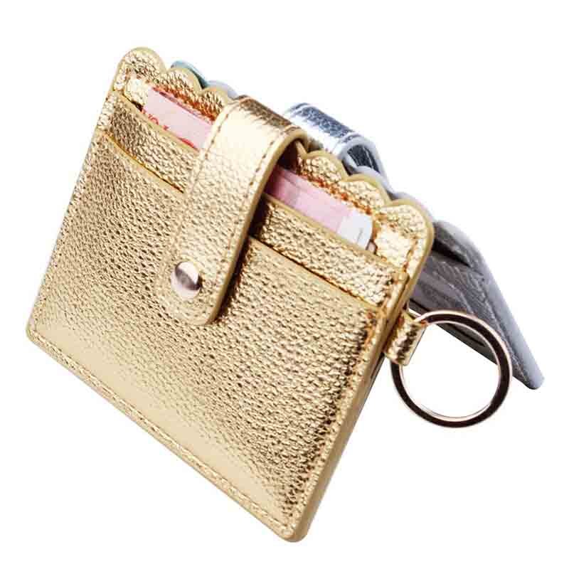 Nouveauté de Simple brillant en cuir PU décontracté porte-cartes femmes PU fermeture éclair changement sac à main filles Mini clé carte sac