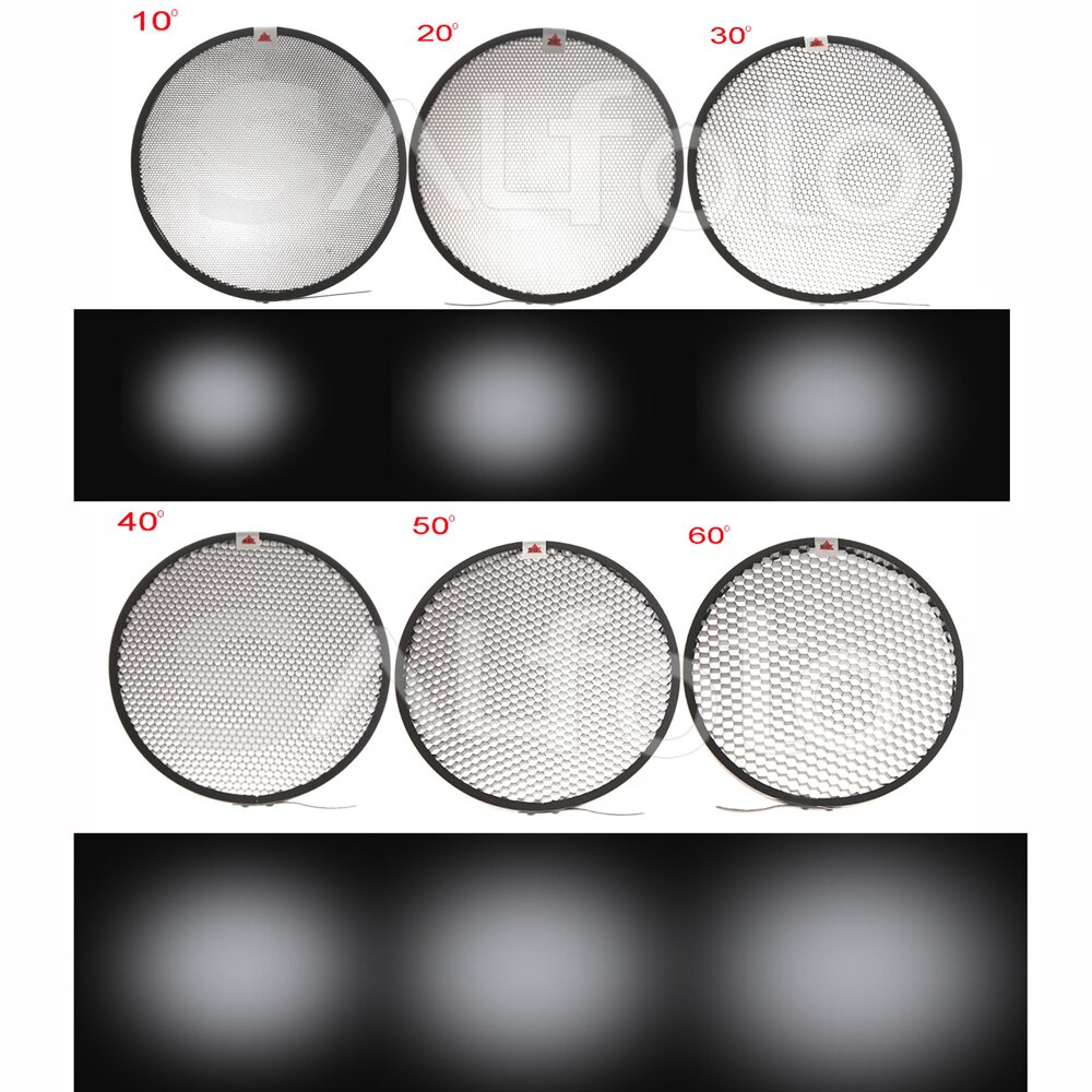 7" 18cm Bowens Standard Reflector Dish 10 20 30 40 50 60 Degree Honeycomb Grid Soft Diffuser Lamp Shade for Strobe Flash Light