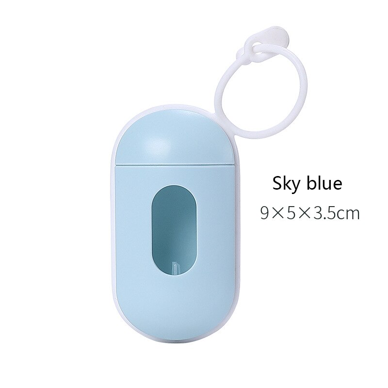Pill Shape Pet Dog Poop Bag Dispenser Waste Garbage Bags Carrier with 1 Roll Cat Dog Waste Poop Bag for dogs: Sky blue
