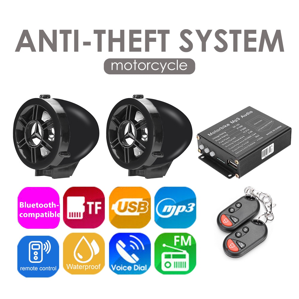 Fernbedienung Motorrad Alarm System Wasserdichte MP3 FM Radio Bluetooth Lautsprecher Stereo Verstärker Moto Anti Diebstahl