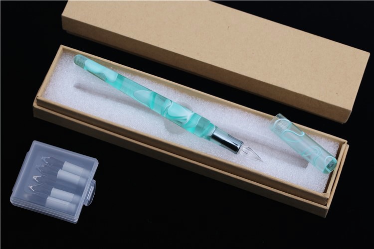 Pluma de inmersión de vidrio multifunción de hermoso , con 5 plumas diferentes de plumilla para estilográfica, bolígrafos de escritura de pintura intercambiables para