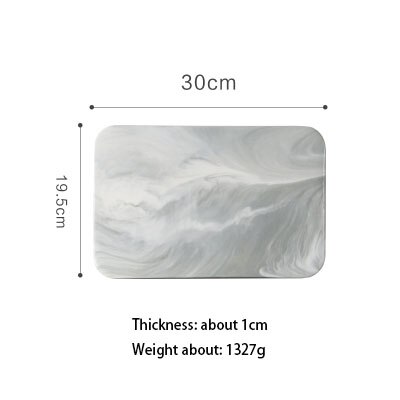 10/12inch Ceramic Marble Dinner Plate for Bread Pizza Chopping Board For Fruit Cutting Flat Rectangle Tray Steak Dish Tableware: B