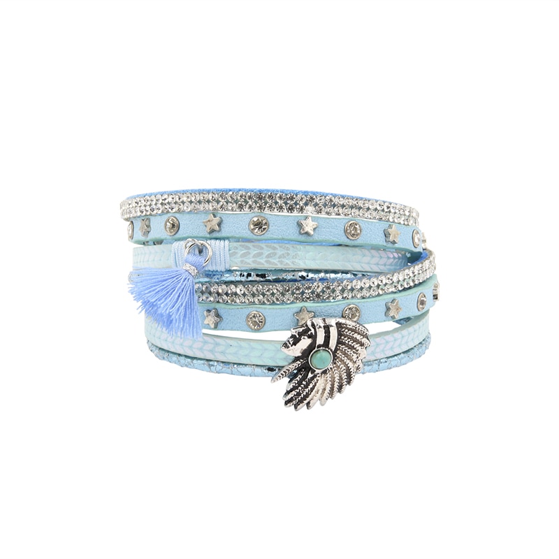Armband PU Lederen Armbanden &amp; Armbanden Voor Vrouwen Pulseira De Couro Vrouwelijke Lange Egyptische Schoonheid Hoofd Wrap PulserasMujer