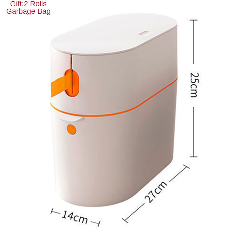 Waterproof Garbage Bucket Trash Can Portable Automatic Packing Bin Living Room Toilet Bathroom Kitchen Seal Give 2Bags: trash can