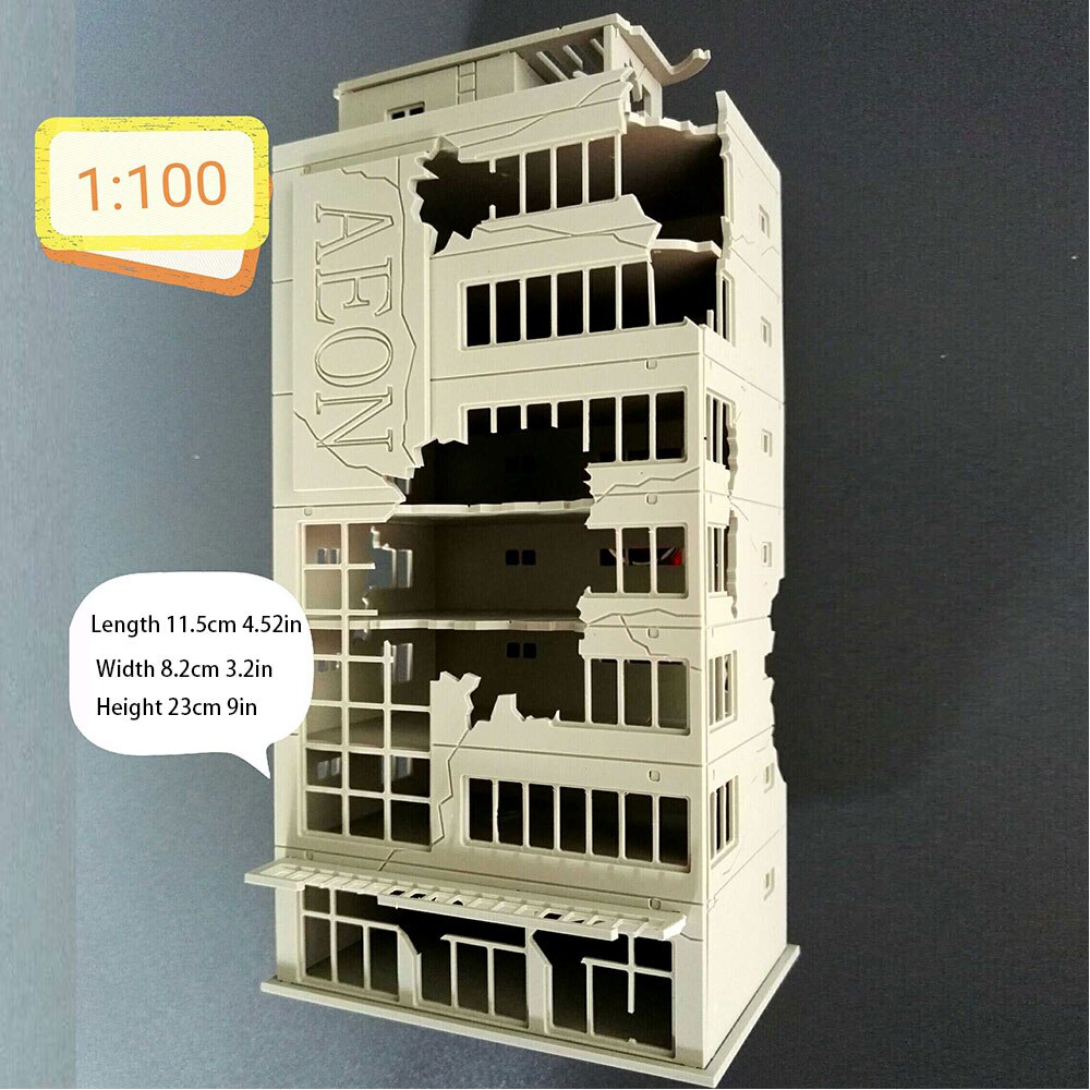 1:144 scala 1:100 N battaglia danneggiata edificio AEON casa rotta costruzione di battaglia modello in plastica ABS