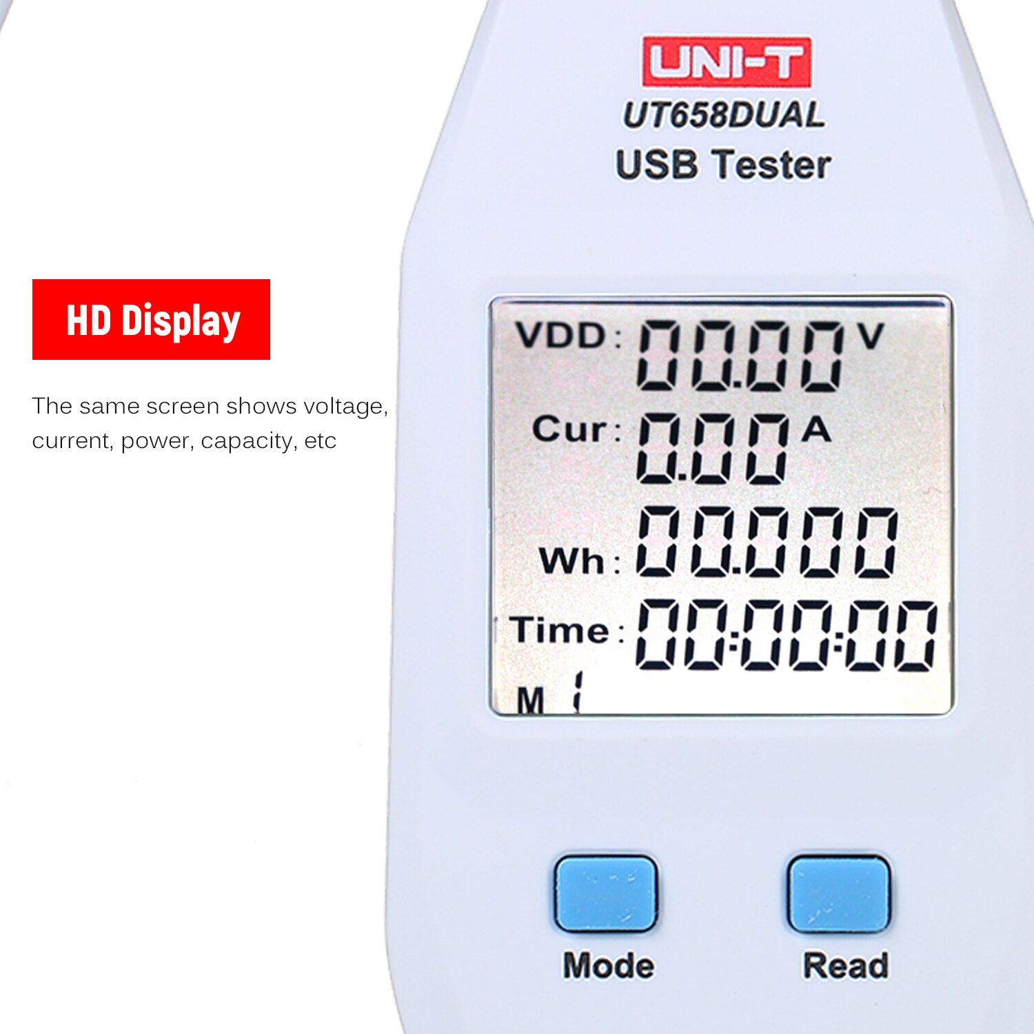 UNI-T UT658 – Tester USB Digitale Con Display LCD – Voltmetro Amperometro – Misura Tensione, Corrente, Capacità, Energia – Per Caricabatterie E Power Bank