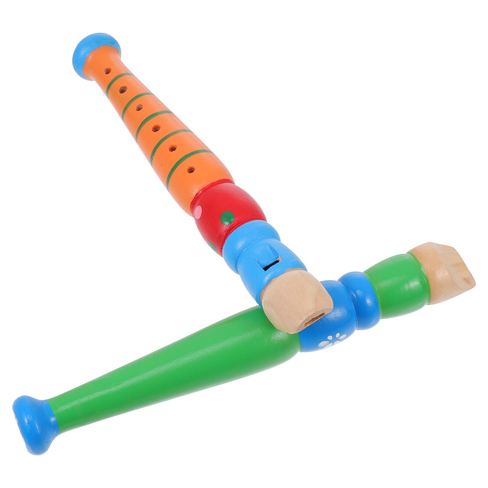 2Pcs Children Flute Toys Wooden Instrument Learning Props Blowing Flute Toys