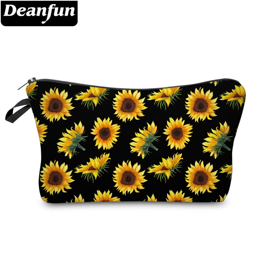 Deanfun ottavino Impermeabile Sacchetto di Trucco di Modo di colore Giallo Girasole Sacchetto Cosmetico Nero Bambini Sacchetto Della Matita del Regalo 52355