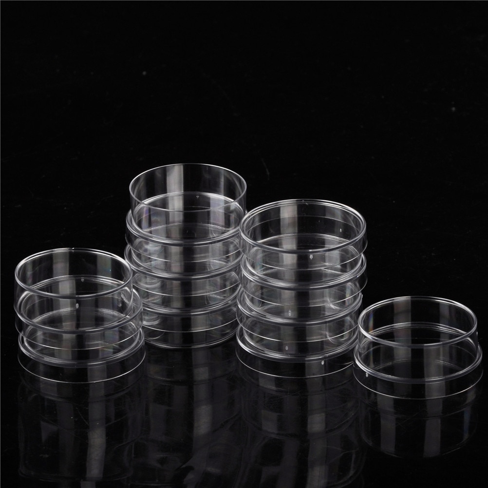 Jetting 10Pcs Praktische Steriele Petrischaaltjes Met Deksels Voor Lab Plaat Bacteriële Gist Chemische Instrument Lab Supply