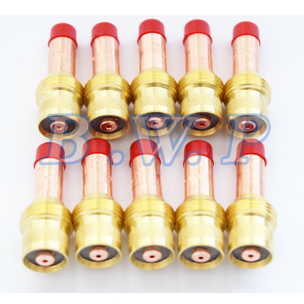 10Pcs 45V25 Medium Gas Lens Collet Body 1.6mm 1/16" Fit WP-17 18 26 SR DB A-150 TIG Welding Torch