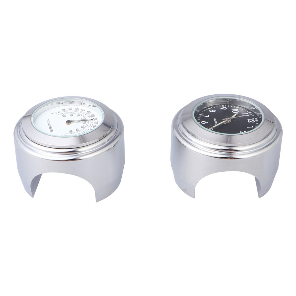 2 Stuks Aluminium Stuur Motorfiets Lichtgevende Horloge Algemene Voertuig Temperatuur Stuur Meter: Default Title