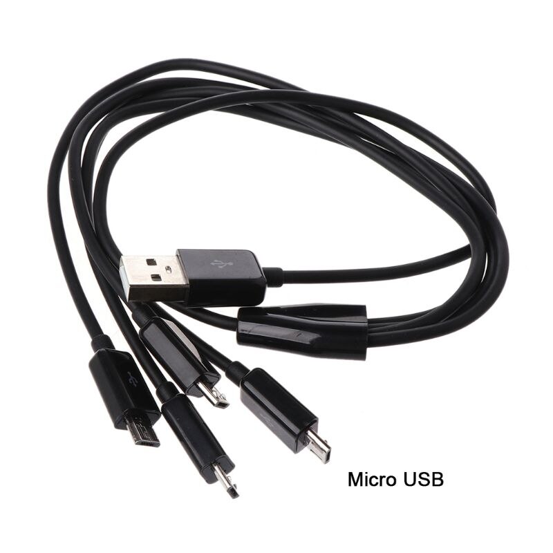 Przenośna ładowarka USB 2.0 typ A męnarty na 4 mikro USB męnarty rozdzielacz Y kabel ładowania robić Samsunga telefonu komórkowego Xiaomi tablet z funkcją telefonu banku mocy: czarny
