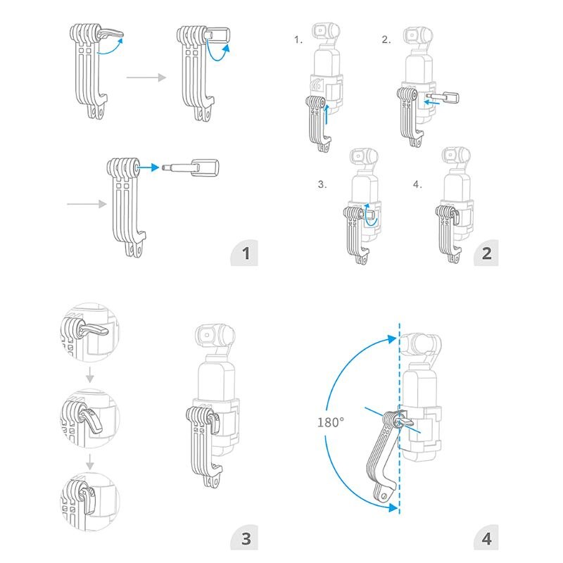 Zwarte l-beugel draaibare houder adapterbevestiging voor dji osmo pocket handgreep gimbal action camera accessoires  q6pa