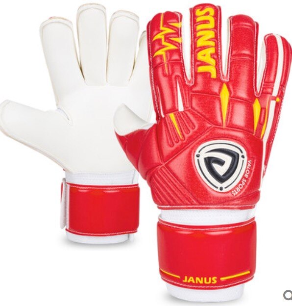 Janus JA939 gants de gardien de but de Football garçon amovible Protection des doigts gant de Football gardien jaune rouge adulte: Rouge / 8