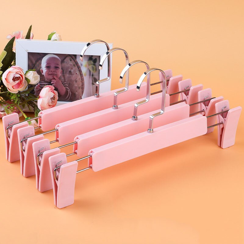 Neue 10 stücke Hosen Aufhänger Closet Organizer Hosen Kleiderbügel Flache Haken Rock Unterwäsche Aufhänger Kleidung Rack Trocknen Kleiderschrank Lagerung: PINK