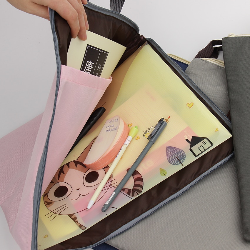 1 PC Korean Simple Solid A4 Big Capacity Document Bag Business Briefcase Storage File Folder for Papers Stationery Student