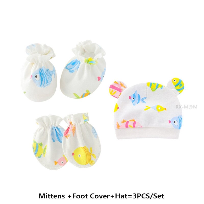Bébé Anti rayures coton doux gants couvre-pied ensemble de chapeaux mitaines chaussettes Kit de casquette: 7