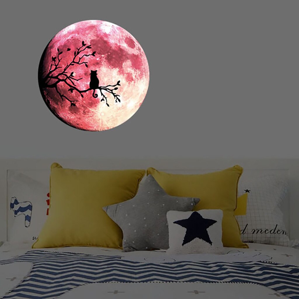 Luminous Moon 3D Wall Sticker planets Glow Stickers in the Dark Moonlight Kid Bedroom stars halloween Decor Mural