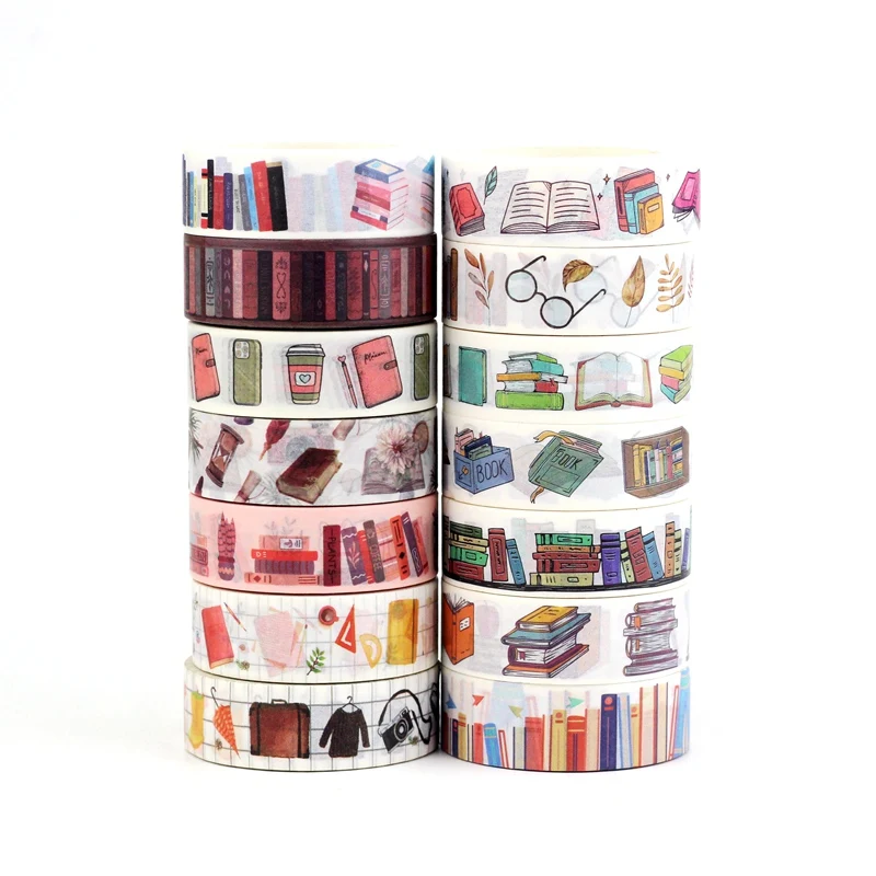 Juego de cintas Washi de papel para maquillaje, libros decorativos, 10M, para planificador, álbum de recortes, cinta adhesiva, papelería Kawaii, suministros escolares, 1 ud.