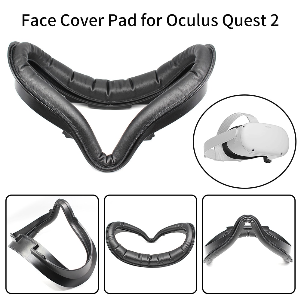 Peças de reposição preto magia adesivo couro do plutônio suporte de interface respirável vr almofada facial lavável espuma para oculus quest 2