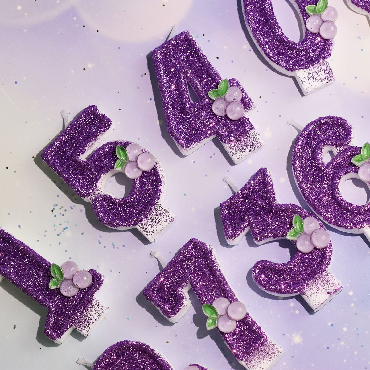 Happy Birthday Child Fruits Purple Grape Candles For Girl Number 0-9 Cake Topper Wedding Decoration Anniversary Party Supplies
