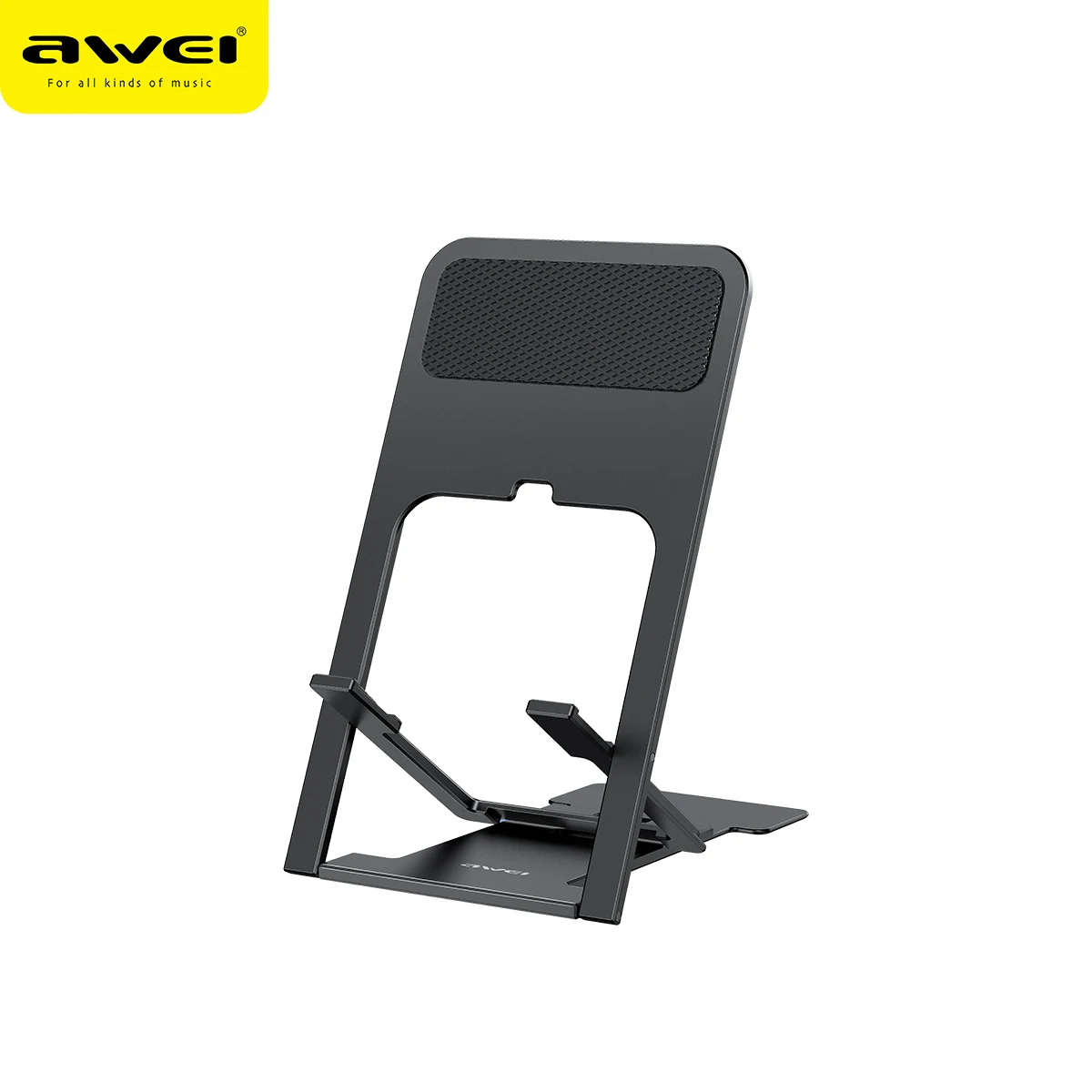 Awei X28 Składany tablet Telefon komórkowy Stojak na telefon stacjonarny Mini uniwersalny regulowany stojak na iPhone Samsung Uchwyt na biurko: Black