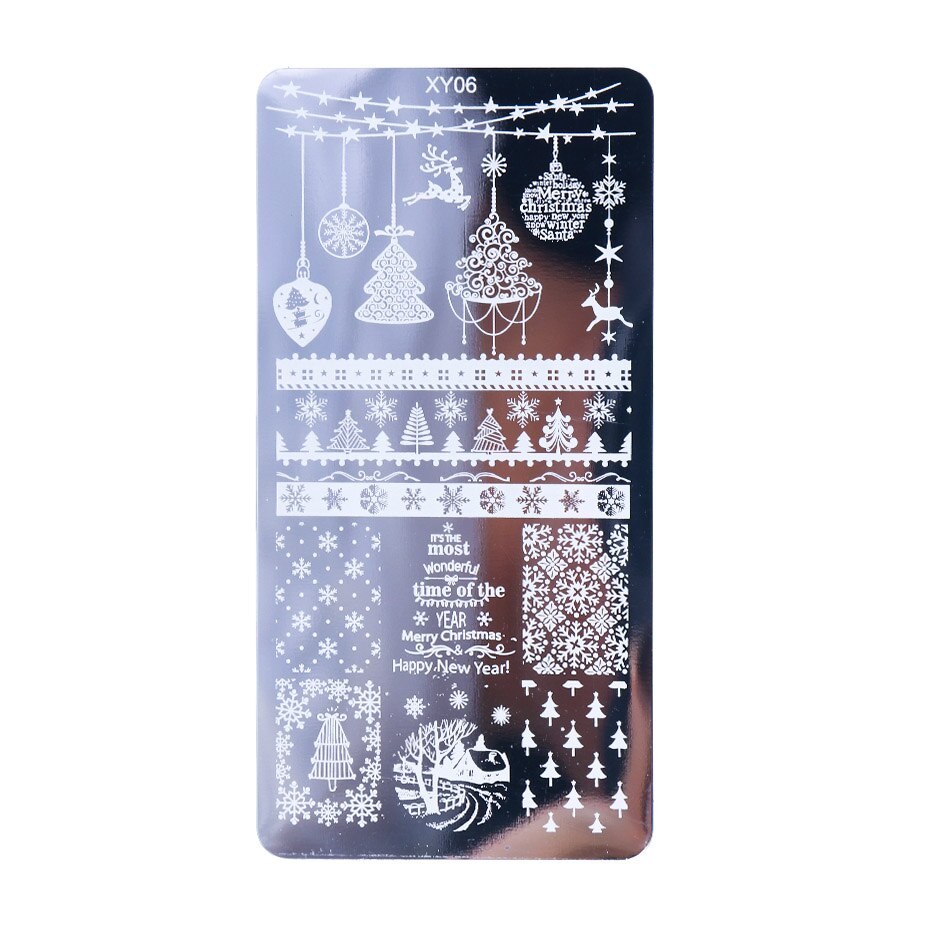 1 Uds. De placas de estampación de uñas, sellos de flores de Navidad, Animal Nail Art, estampado de imágenes, plantilla de Manicura, , plantilla para impresión JIXY01-08: XY06