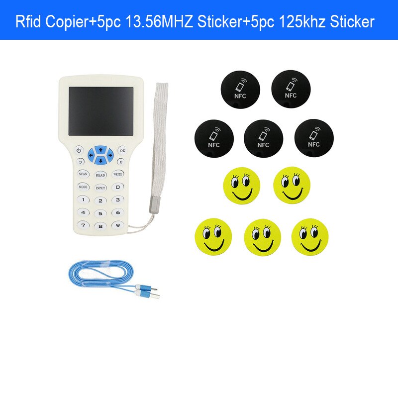 10 Frequency RFID NFC Smart Card Reader Duplicator 125KHz Key fob Reader Writer 13.56MHz Encrypted Programmer USB UID Copier: style 3