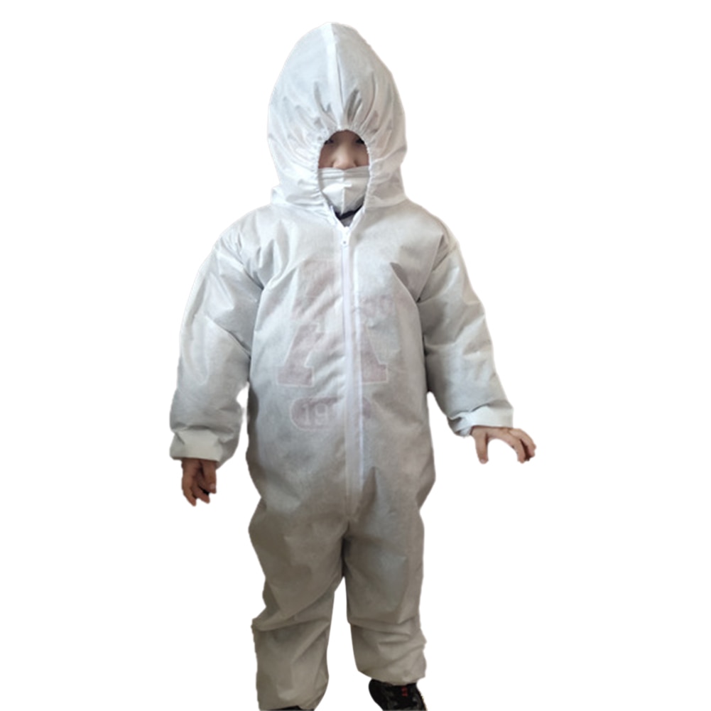 Beskyttende børneoveralls hætte til børn engangsbeskyttende jumpsuit antistatisk støvtæt beskyttende arbejdsdragt hvidt betræk