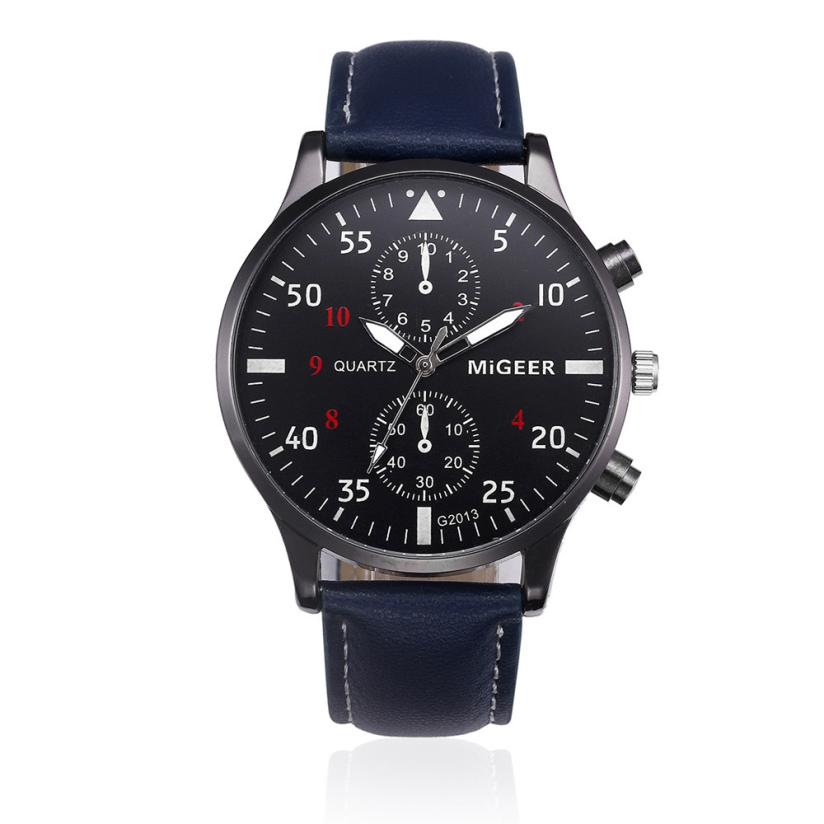 Heren Horloge Retro Lederen Band Analoge Lichtmetalen Quartz Horloge Top Business ClockB50