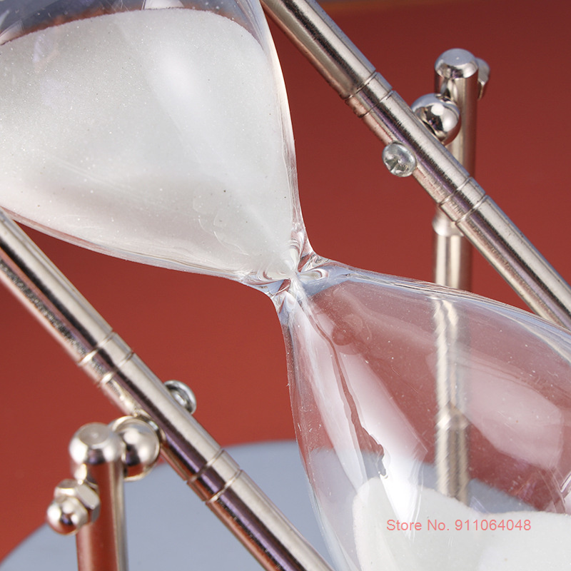 Rotating Silver Hour Glass Nordic Desk Decor Hourglass Kids Room Timer White Sand Clock Birthday Clock Classroom Table Clock