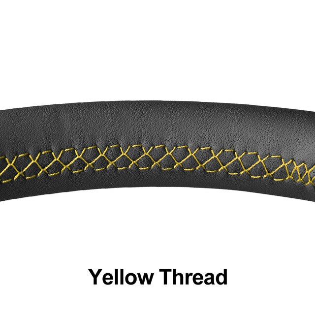 Black Artificial Leather No-slip Car Steering Wheel Cover for Chrysler 300C 200 Grand Voyager Lancia Flavia: Yellow Thread