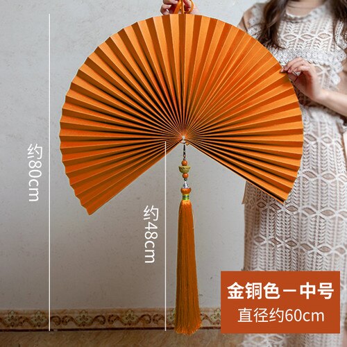 Chinese Style Folding Fan Wall Hanging Craft Fan Hanging Fan Living Room Decoration Wall Decoration Pendant: Bronze Diameter 60cm