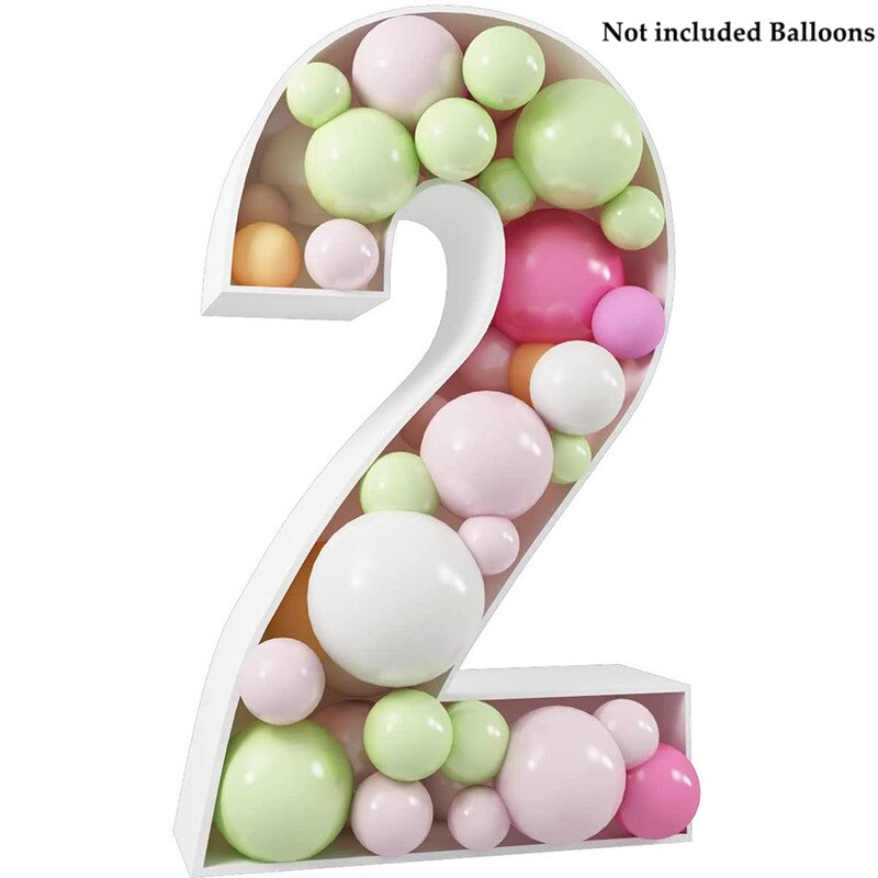 Gør-det-selv 73cm store tal ballon påfyldningsboks ballon stativ fødselsdagsfest dekoration jubilæum baby shower ballon nummer box ramme: 2