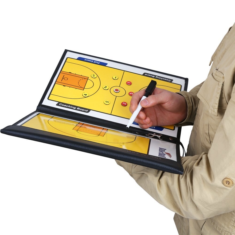 Basketball Coaching Board Folding Strategy Teaching Clipboard Coach Plate Book With Dry Erase Marker Pen Magnetic Tactics Kit