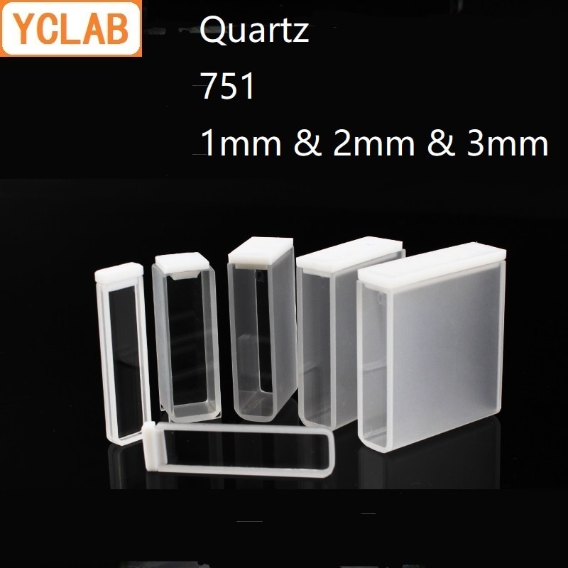 Cubeta 751 de 1mm, 2mm y 3mm, colorímetro de células de cuarzo 0,35 mL, 0,7 mL y equipo de química de laboratorio de 1mL