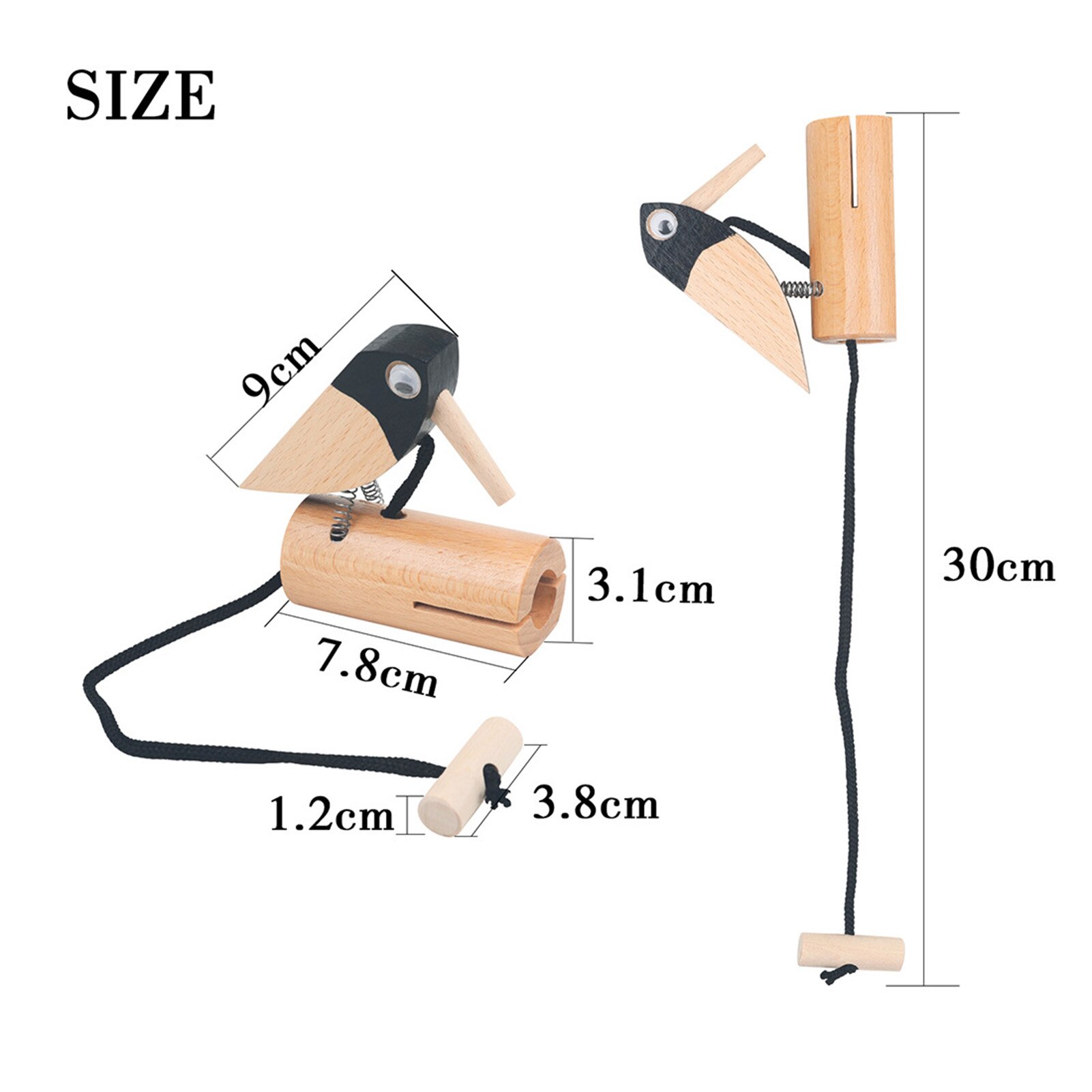 Pájaro tirador de madera de haya, pájaro carpintero, bloque de tono Musical, instrumento Musical de percusión