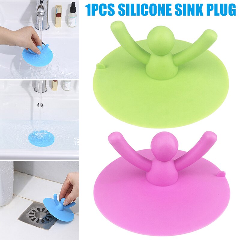 Douche Drain Stopper Plug Cartoon Mensen Siliconen Bad Cover Haar Catchers Voor Floor Wasserij Keuken Badkamer L5