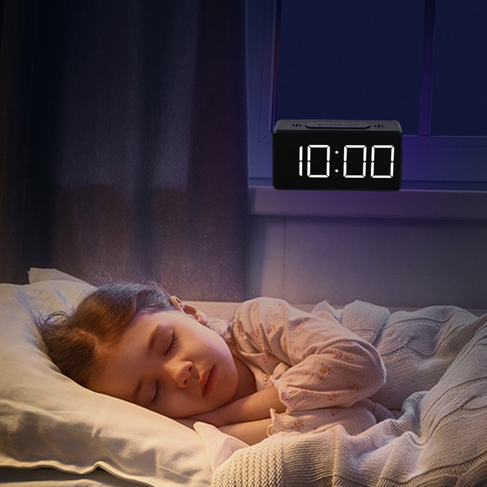 Spiegel Wecker LED Digital Anzeige Elektronische Zeit Temperatur Kalender Tisch Wecker USB Ladung Schüler Schreibtisch Uhren