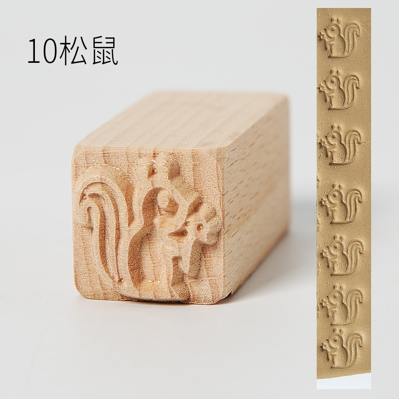 Pottery Wood Texture Seal 16-piece Set of Solid Wood Cartoon Seal Tool Pottery Clay Clay Moon Cake Stamp Mold: 10