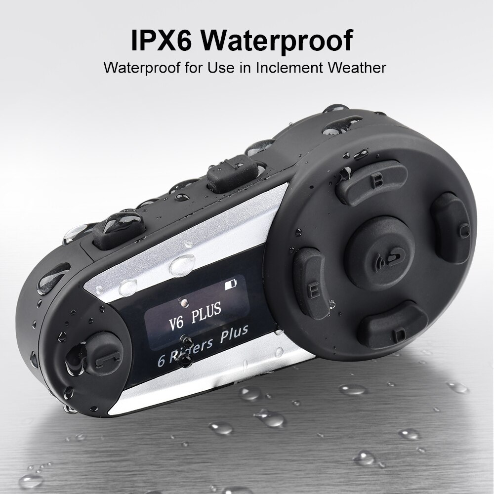 Fodsports  v6 plus motorcykel hjelm headset intercom 6 riders 1000m trådløs bluetooth interphone vandtæt intercomunicador fm