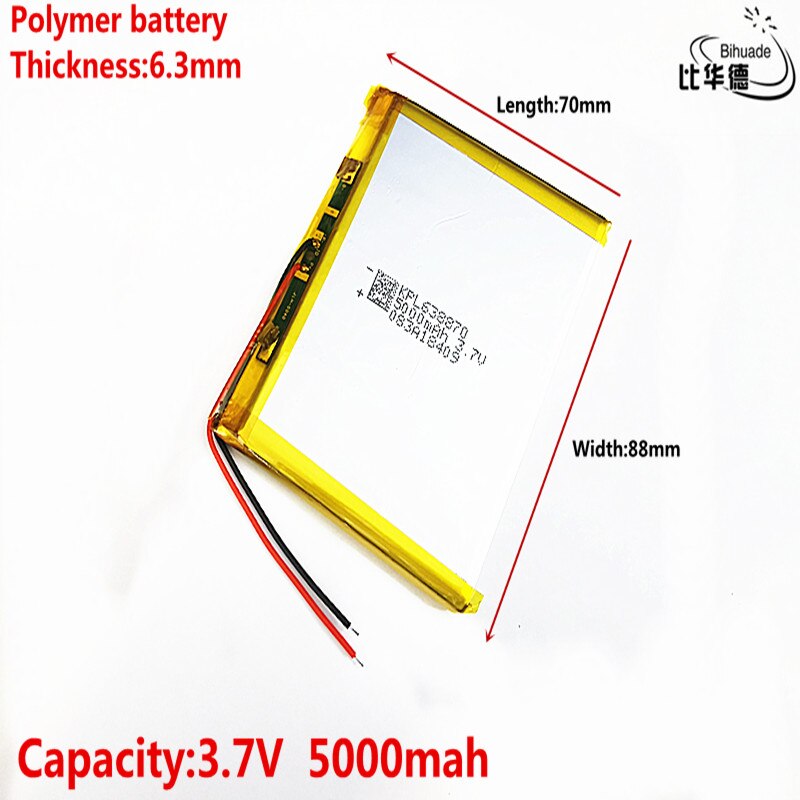 Good Qulity battery 3.7V,5000mAH 638870 (polymer lithium ion battery) Li-ion battery for tablet pc 7 inch 8 inch 9inch
