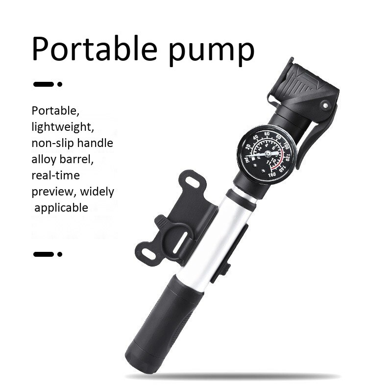 Bike Pump with Gauge Schrader Presta Mini Portable Bike Tire Pump Kit for Mountain Bike Swimming Ring Basketball