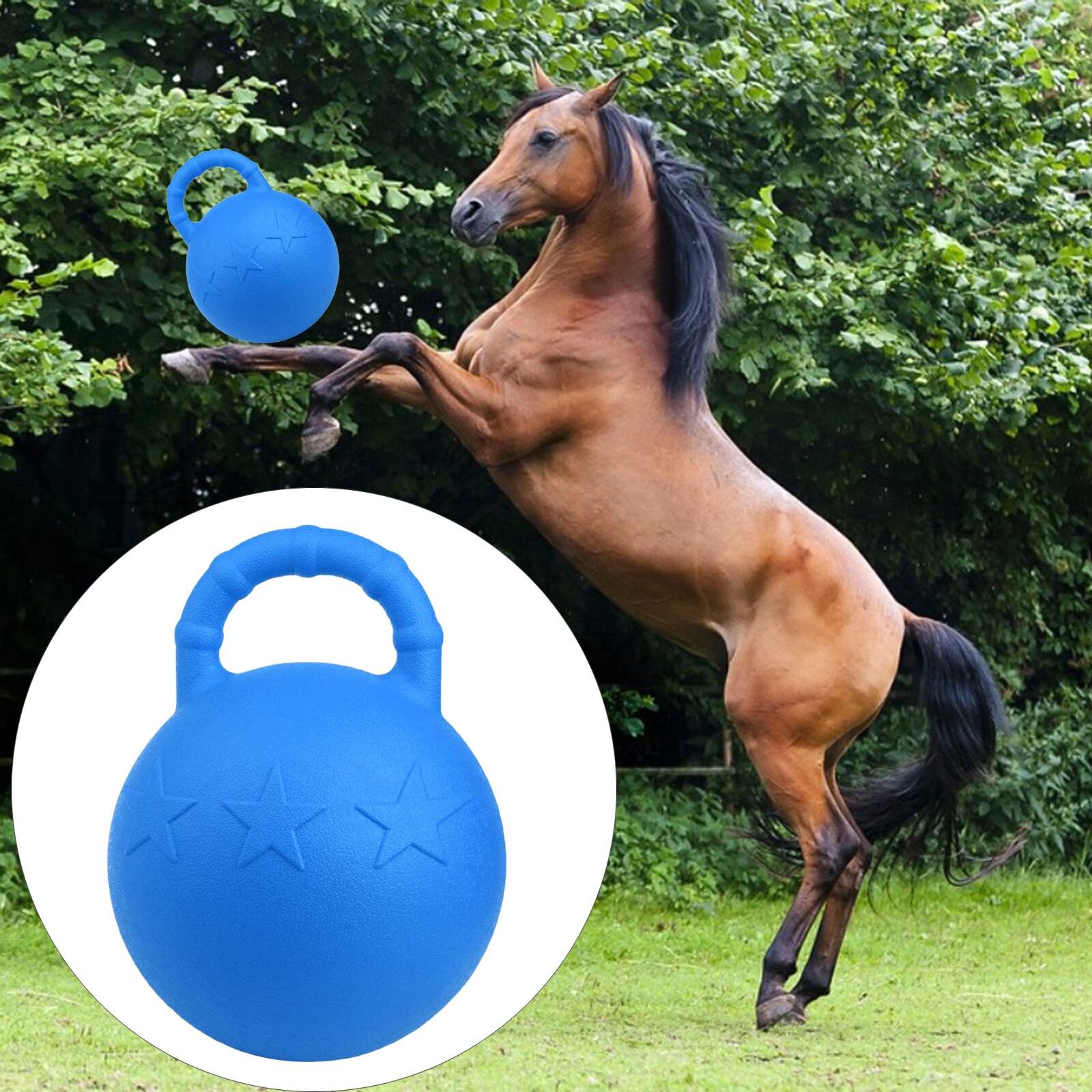 Rubber Equine Chew Play Ball 25cm Horse Large Pets Pony Dogs Soccer Ball Play Toy: Royal Blue