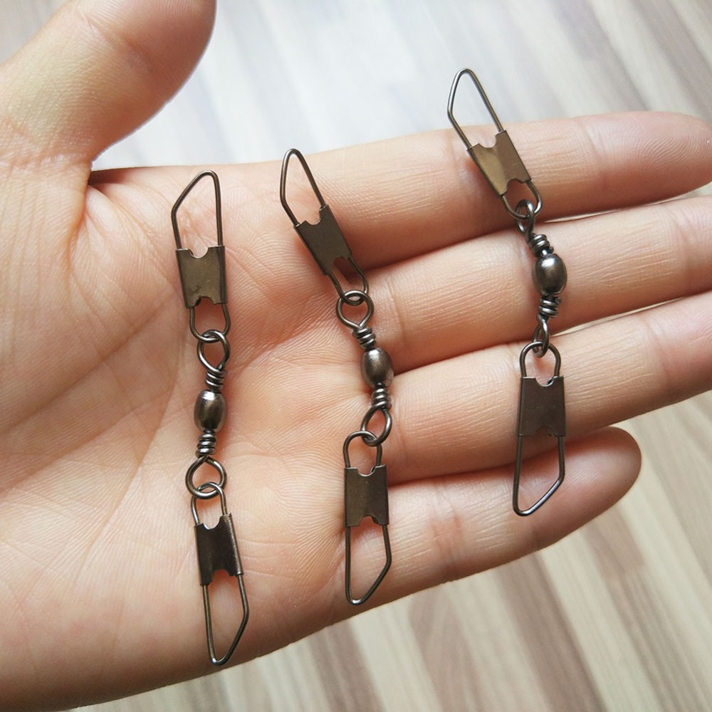 10/20-pieces Fishing Swivel Snap Hook Barrel Swivel with Double Safety Snap #16-#5/0 Fishing Connector Terminal Tackle