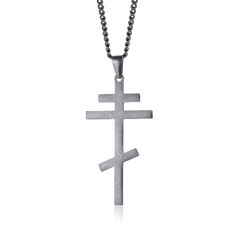4 Kleuren Orthodoxe Kerk Eeuwige Cross Hanger Ketting Rusland Oekraïne Christendom Sieraden: Gray