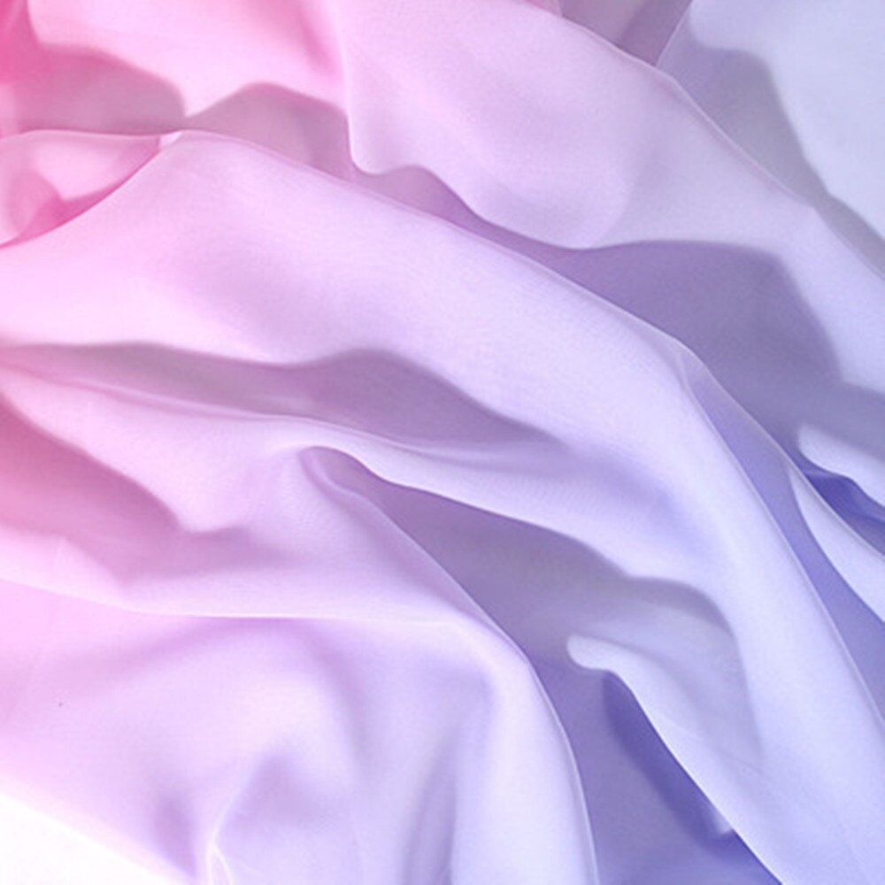 Pink Purple Gradient Chiffon Fabrics Light Thin Gauze Mesh Cloth Summer Garments Costumes Tissue DIY Sewing Textile 1 Meter Tiss
